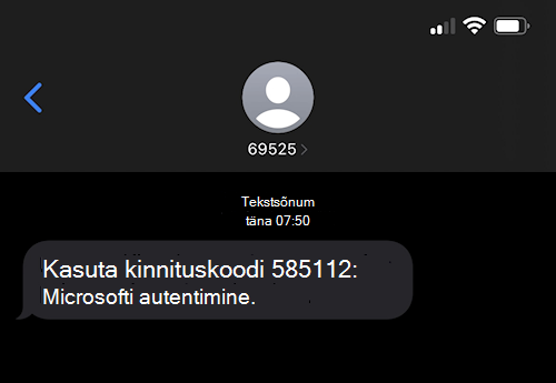 Screenshot showing a SMS text message from Microsoft numbered 69525