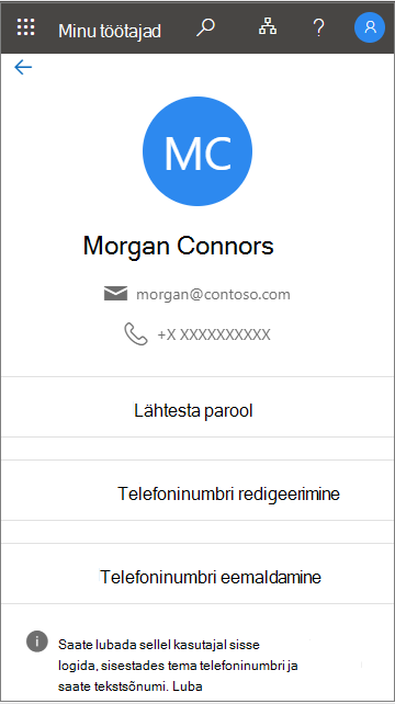 Sõnumi vaatamine, kui telefoni sisselogimine on minu töötajate asukohas toetatud