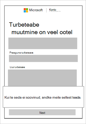 Kuvatõmmis ootel olevast turbeteabest ja viiktekstist, kus on näha selle taotluse tühistamine