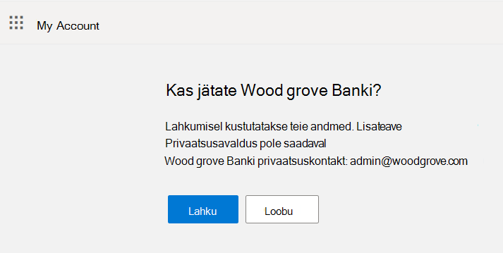 Kuvatõmmisel on kujutatud lahkumisvoo nupud Lahku ja Loobu.