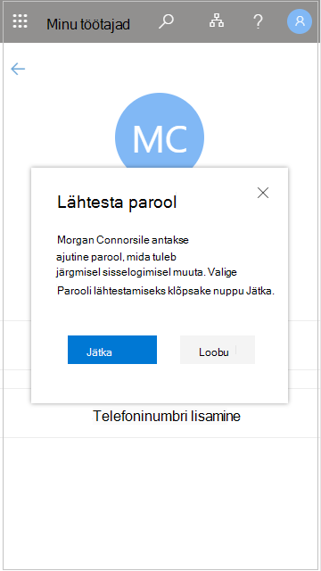 Kasutajaparooli lähtestamine minu töötajates