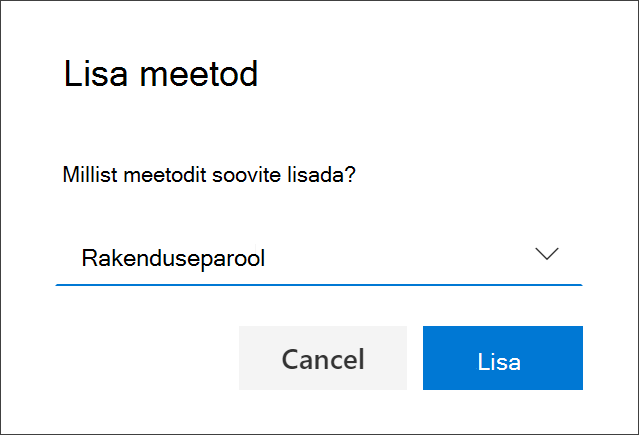 Add method box, with App password selected