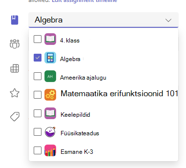 Suvandite määramise kuvatõmmis.