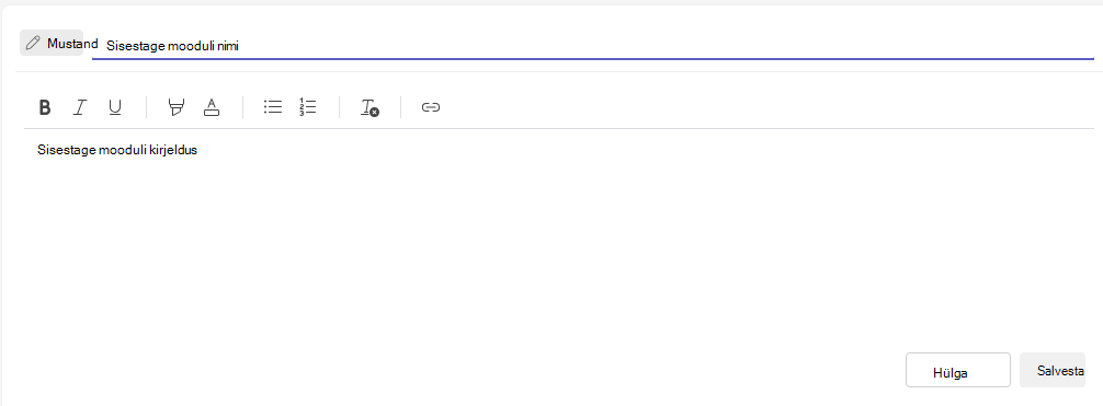Kirjelduse välja kuvatõmmis.