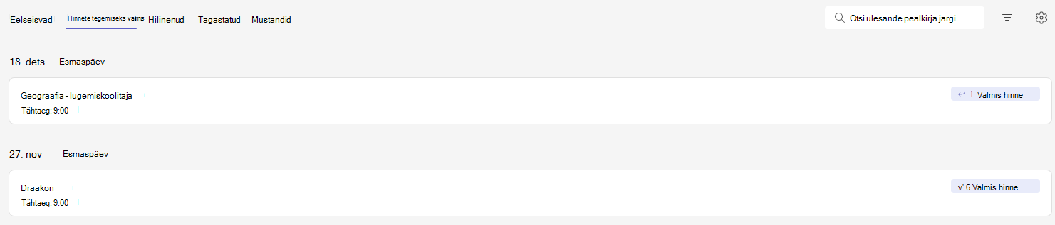vahekaardi hinnete jaoks valmis