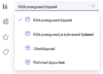 Kuvatõmmis õpilaste ja rühmade suvanditest.