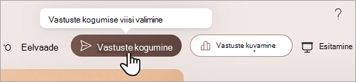 Kuvatõmmis, mis näitab, kus saate määrata, kuidas soovite vastuseid Microsoft Forms koguda.