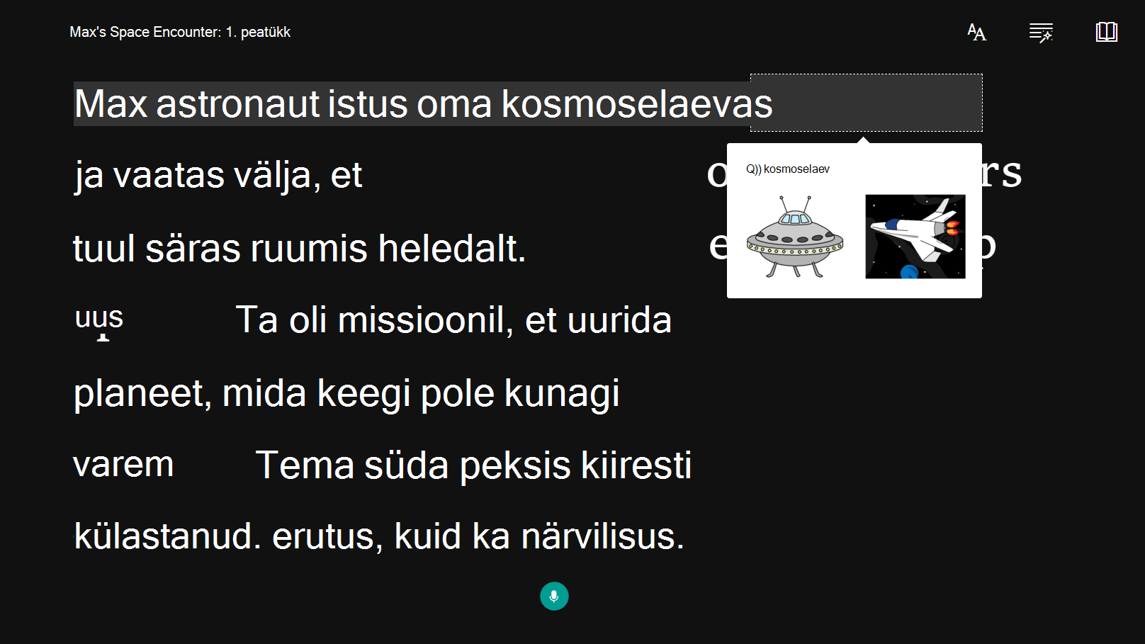 Hõlbustusfunktsioonide suvandi kuvatõmmis.