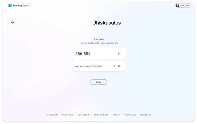 A simple share page with join links and codes to copy