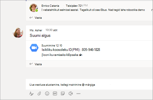 Suumi link Microsoft Teamsi kanalis