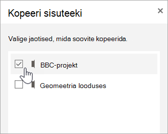 Valige jaotised, mida soovite kopeerida.