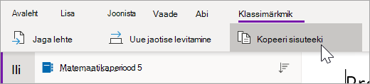 Valige Kopeeri sisuteeki.