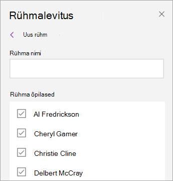 Märkige ruut õppurite nimede kõrval.