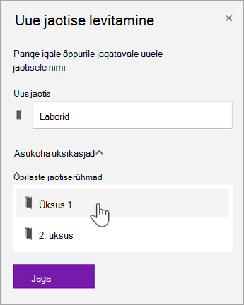 Valige jaotiserühma asukoht.