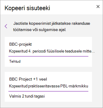 Saate kuvada jaotatud jaotisi.