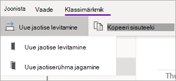 Nupp Jaga uus jaotis koos suvandite ripploendiga.