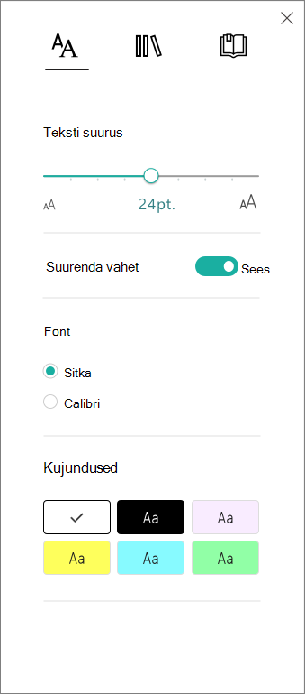 Süvaluger p tekstisuvandite menüü