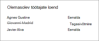Töötaja eemaldamine töötajate märkmikust