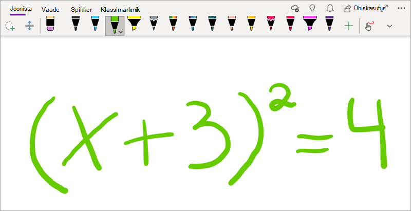 Matemaatikavõrrandi kirjutamine Windows 10 jaoks loodud OneNote’is