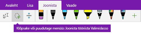 Valimislasso nupp menüüs Joonista
