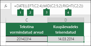 Tekstistringide ja arvude teisendamine kuupäevadeks
