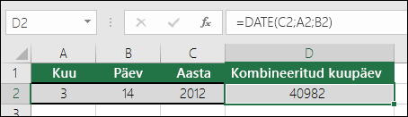 Funktsiooni DATE näide 1