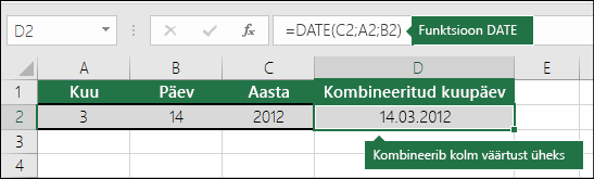 Funktsioon DATE 2. näide