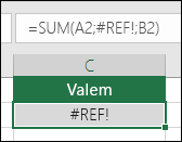 Excel kuvab vea #REF!, kui lahtriviide ei sobi