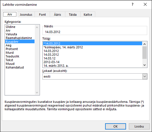 Lahtri vormindamine kuupäevana