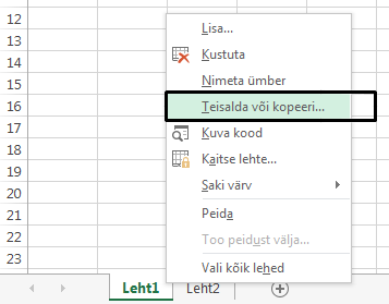 Vahekaardi paremklõpsamismenüü