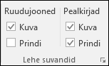 Küljendilehe > suvandid > : prindi pealkirjad