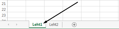 Exceli töölehesakid asuvad Exceli akna allservas.