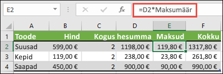 Näide rakendatavast nimega vahemikust