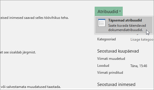Täpsemad atribuudid