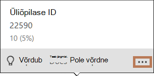 Väärtuse jaotuse lintdiagrammi hüpikaken