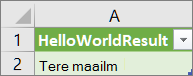 HelloWorld'i tulemid töölehel
