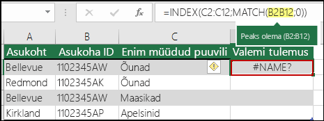 #NAME? viga, mis on tingitud kooloni puudumisest vahemikuviite lahenduses