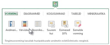 Kiiranalüüsi galerii vahekaart Vorming