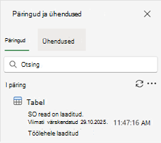 Paan Päringud ja ühendused, kus on kuvatud üks päring ja tulemid.