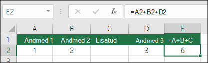 =A+B+C valemeid ei värskendata, kui lisate ridu