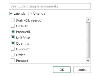 Valige veerunimed