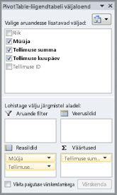 PivotTable Field list