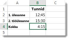 Kokku on see aeg kokku üle 24 tunni, kui sisestamata tulem on 4:15