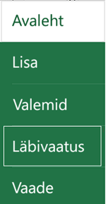 Puudutage valikut Läbivaatus