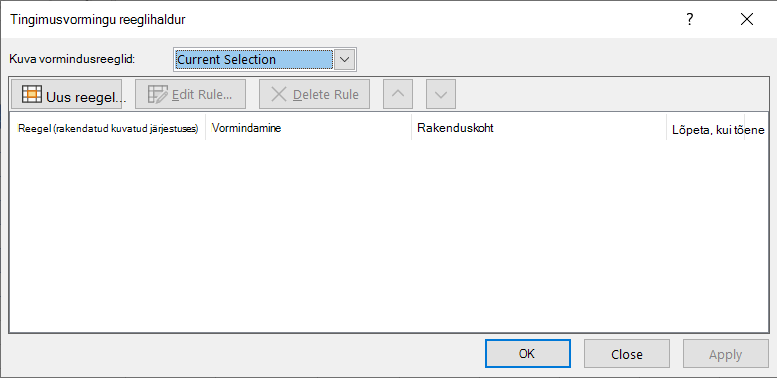 Conditional Formatting Rules Manager dialog box