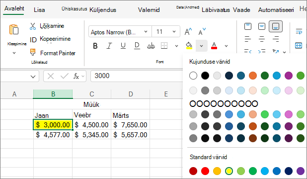 Kuvatõmmis muu tekstivärvi valimisest.