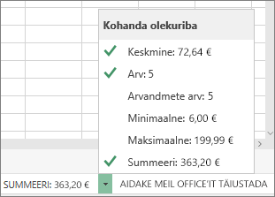 Status bar options