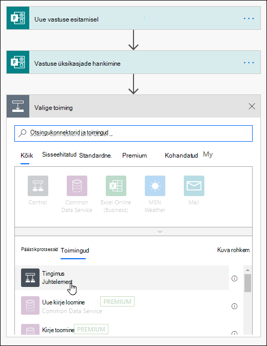 Tingimuse valimine toiminguks Power Automate'is