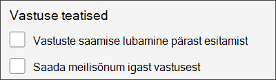 Vastuse kviitungi saamine