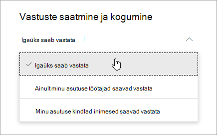 Microsoft Forms ühiskasutussuvandid